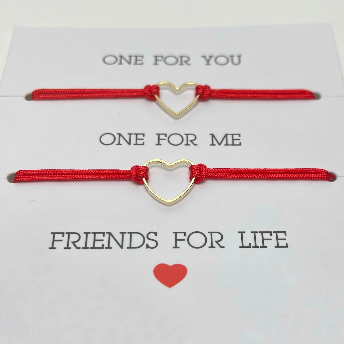 Friends for life piros barátság karkötő szett