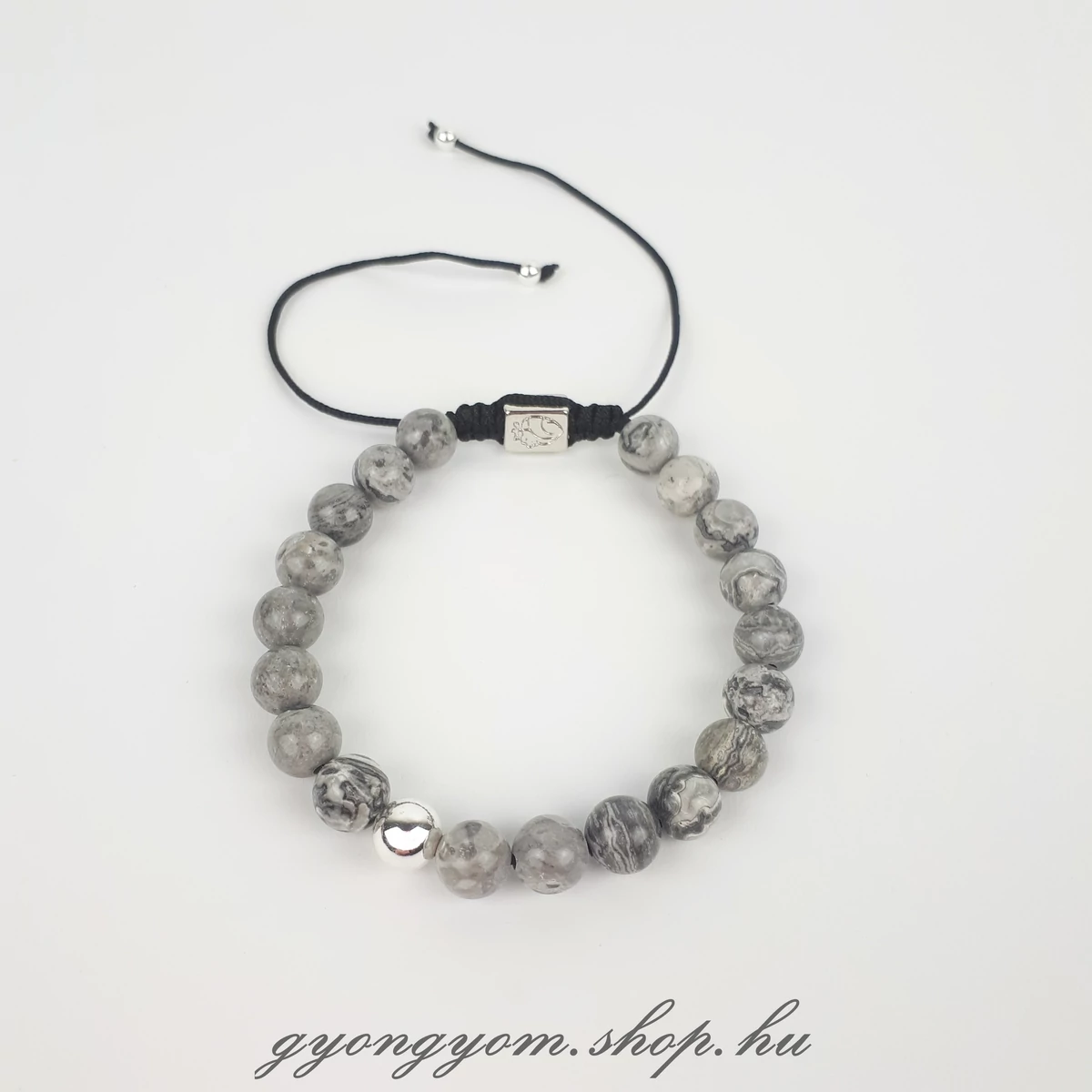 Marbre ezüst színű márvány gyöngyös karkötő