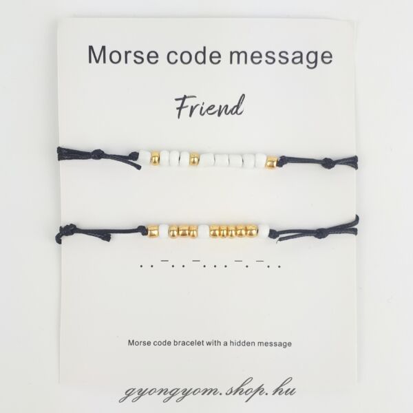 Morse fekete barátság karkötő